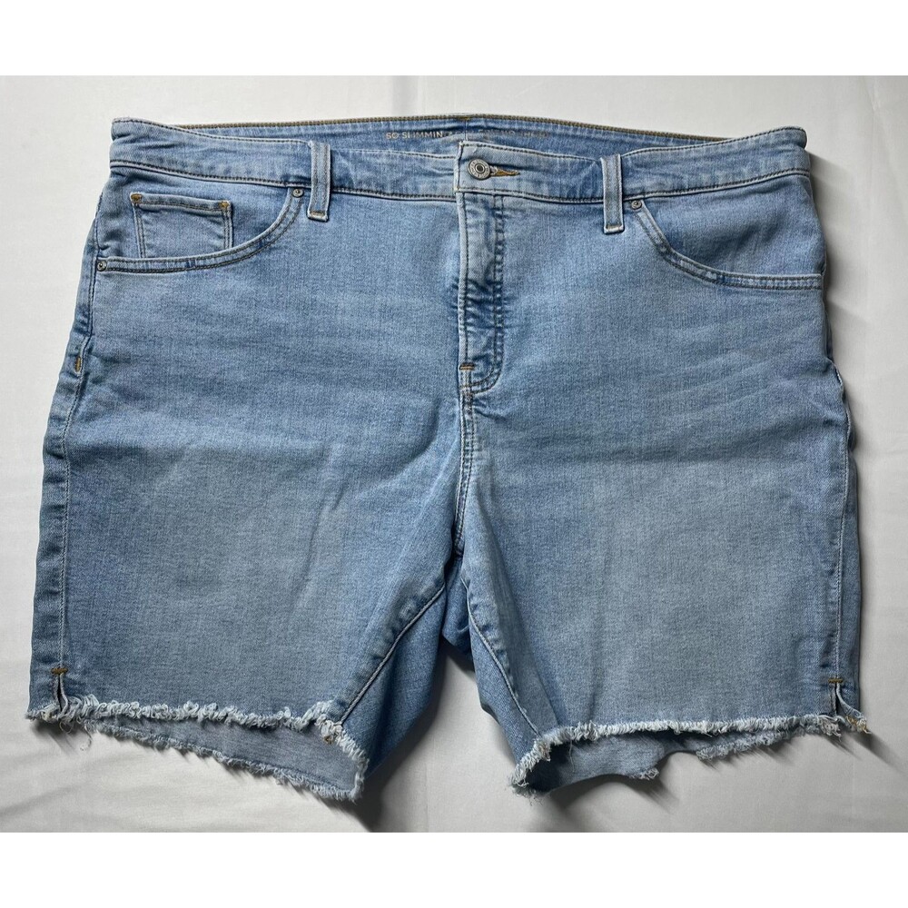Chico’s So Slimming Girlfriend Denim Shorts Size 3, XL/16 Frayed Hem 6" Inseam